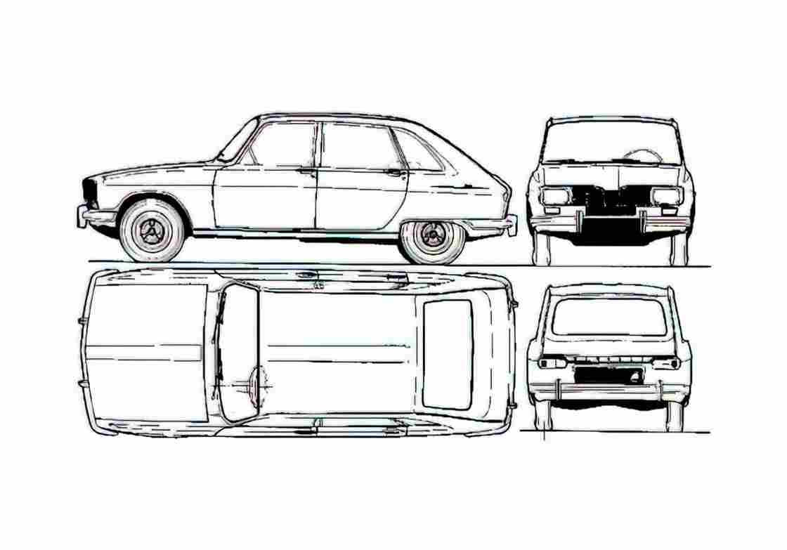 Blueprint Renault R16TL Hatchback 1965 A4 Photo Print