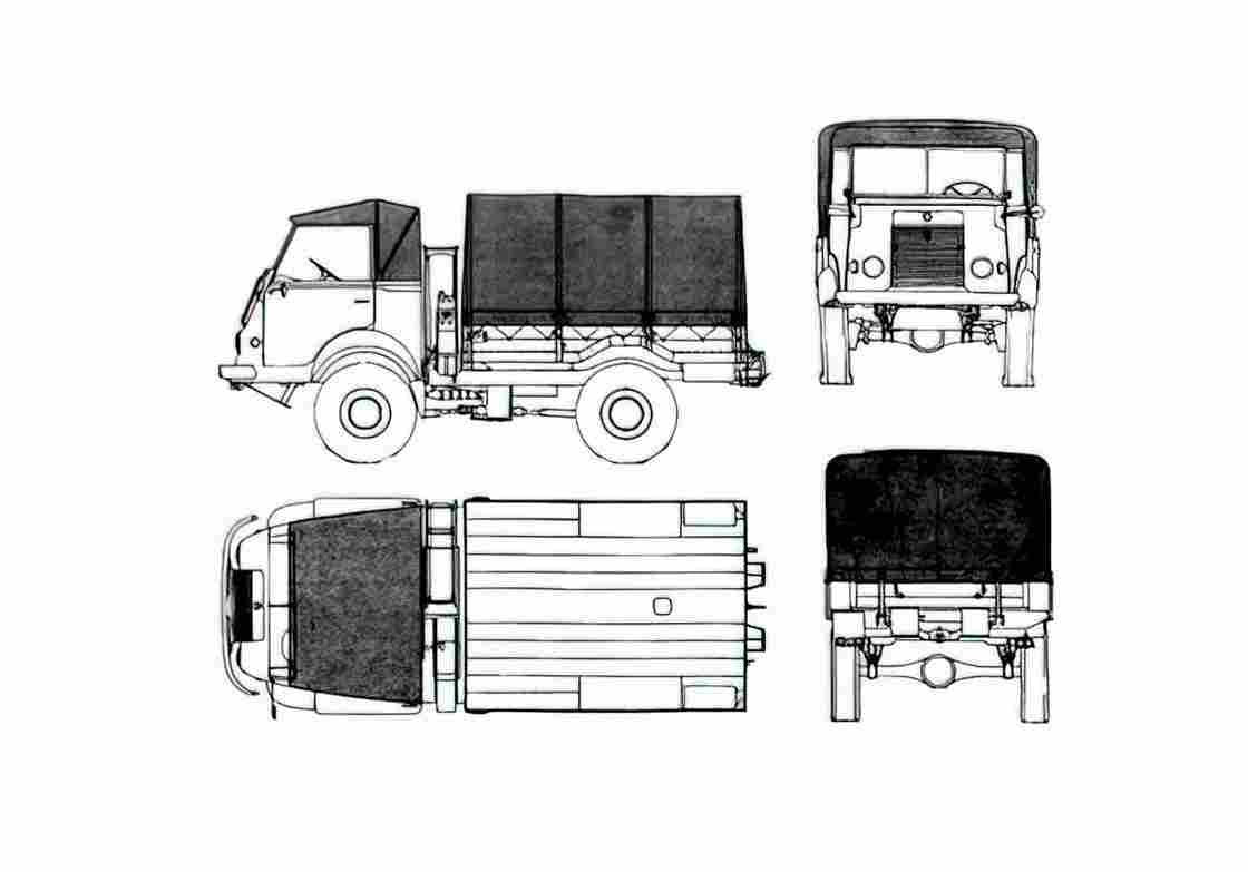 Blueprint Renault R2087 4x4 Truck 1953 A4 Photo Print