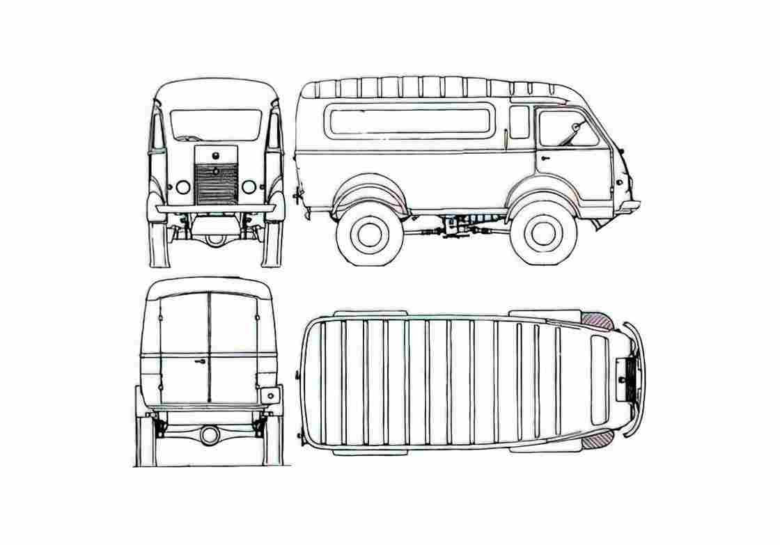 Blueprint Renault R2087 4x4 Van 1945 A4 Photo Print