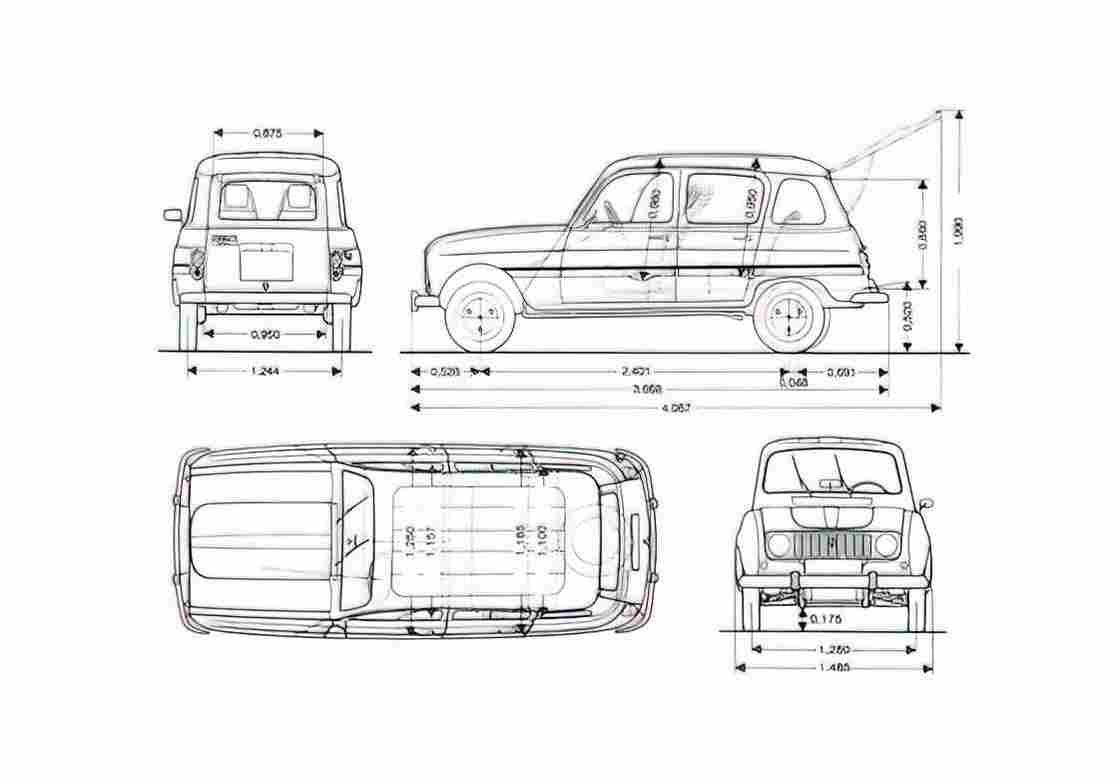 Blueprint Renault R4 Wagon 1960 A4 Photo Print