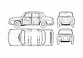 Blueprint Renault R8 Gordini Sedan 1965 A4 Photo Print