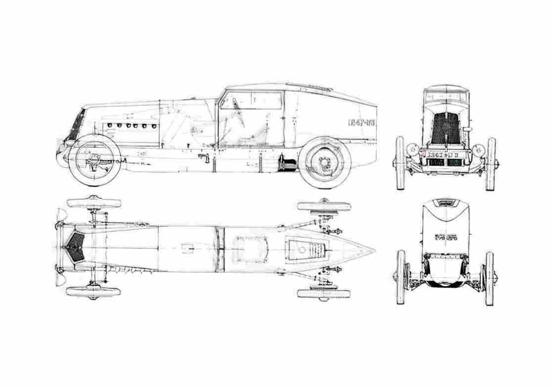 Blueprint Renault Record Car OW 1926 A4 Photo Print