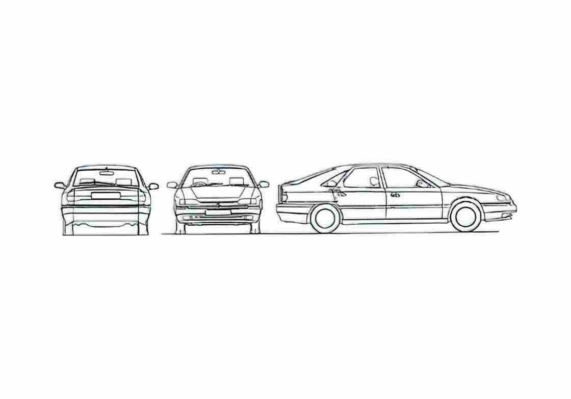 Blueprint Renault Safrane Hatchback 1994 A4 Photo Print