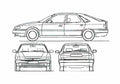 Blueprint Renault Safrane Hatchback 1996 A4 Photo Print