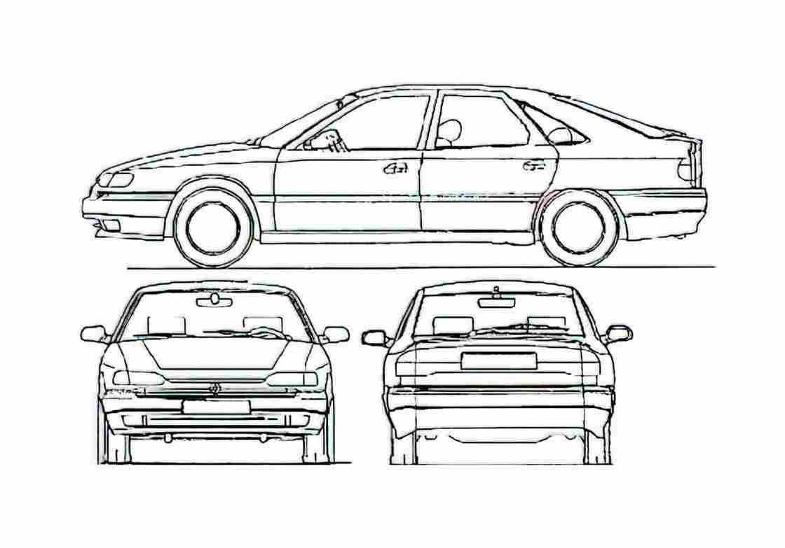 Blueprint Renault Safrane Hatchback 1996 A4 Photo Print
