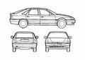 Blueprint Renault Safrane Hatchback 1999 A4 Photo Print