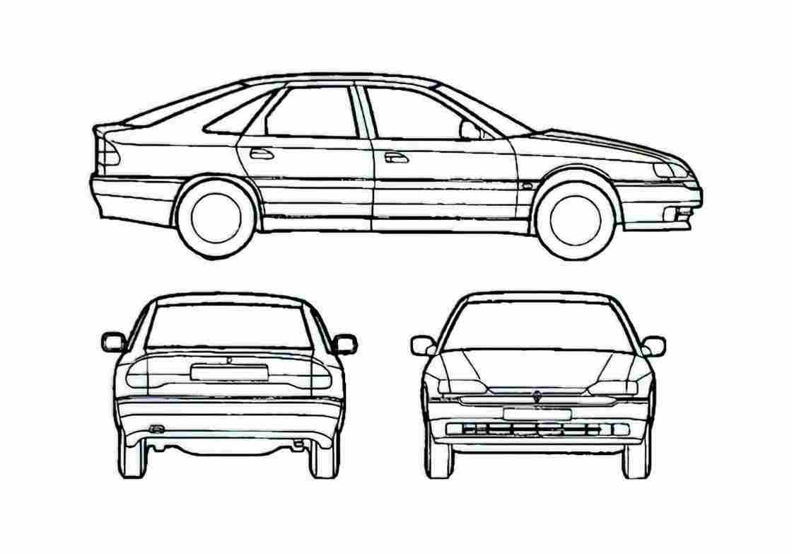 Blueprint Renault Safrane Hatchback 1999 A4 Photo Print