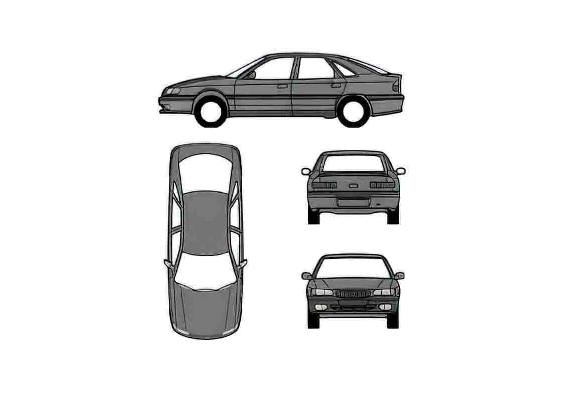 Blueprint Renault Safrane Phase II Hatchback 1996 A4 Photo Print