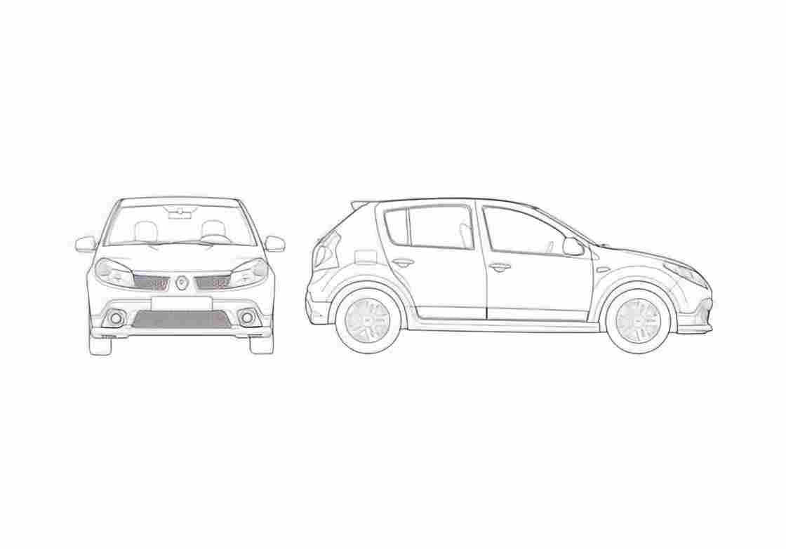 Blueprint Renault Sandero Hatchback 2010 A4 Photo Print