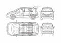 Blueprint Renault Scenic Minivan 1999 A4 Photo Print