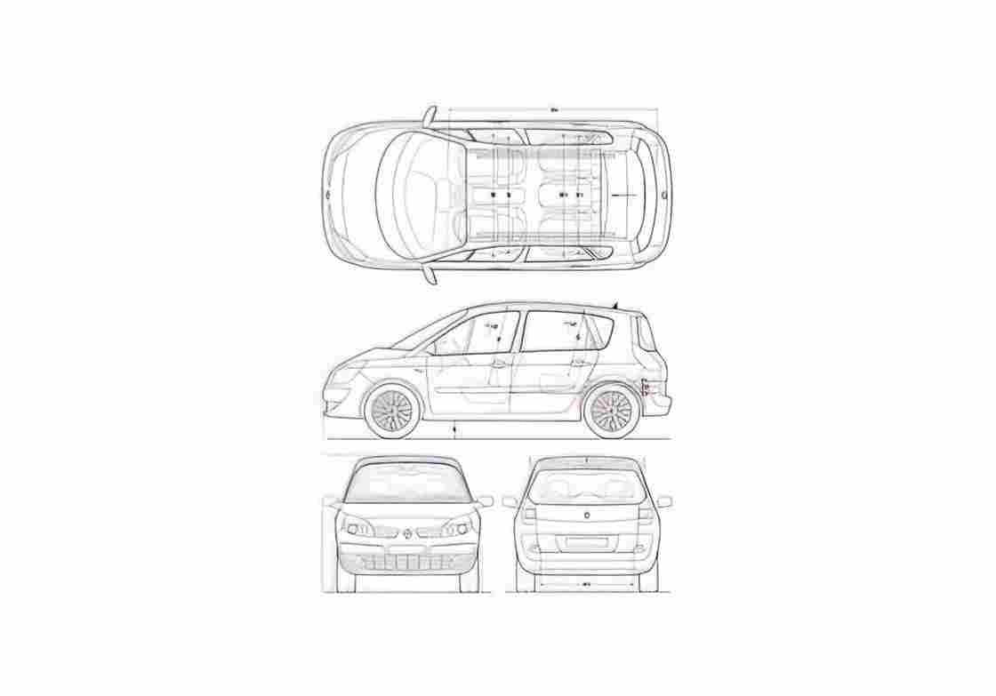 Blueprint Renault Scenic Minivan 2005 A4 Photo Print