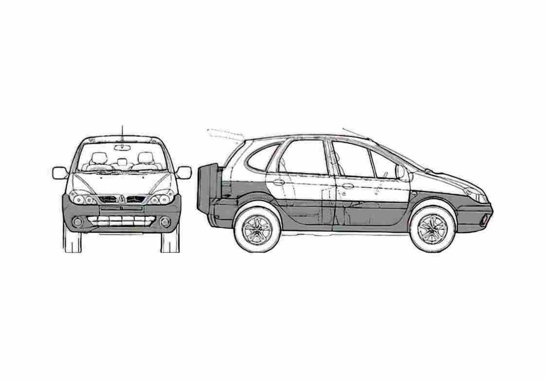 Blueprint Renault Scenic RX4 SUV 2002 A4 Photo Print