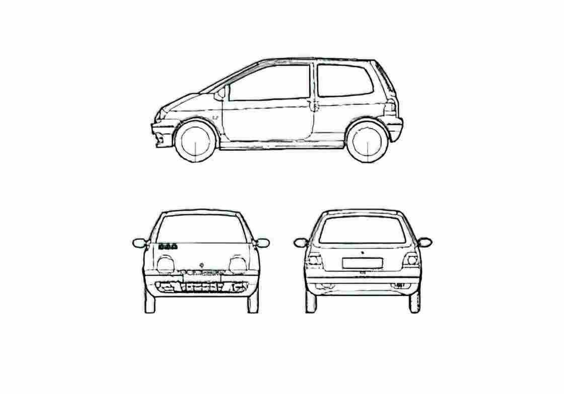 Blueprint Renault Twingo Hatchback 1998 A4 Photo Print