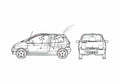Blueprint Renault Twingo Hatchback 2004 A4 Photo Print