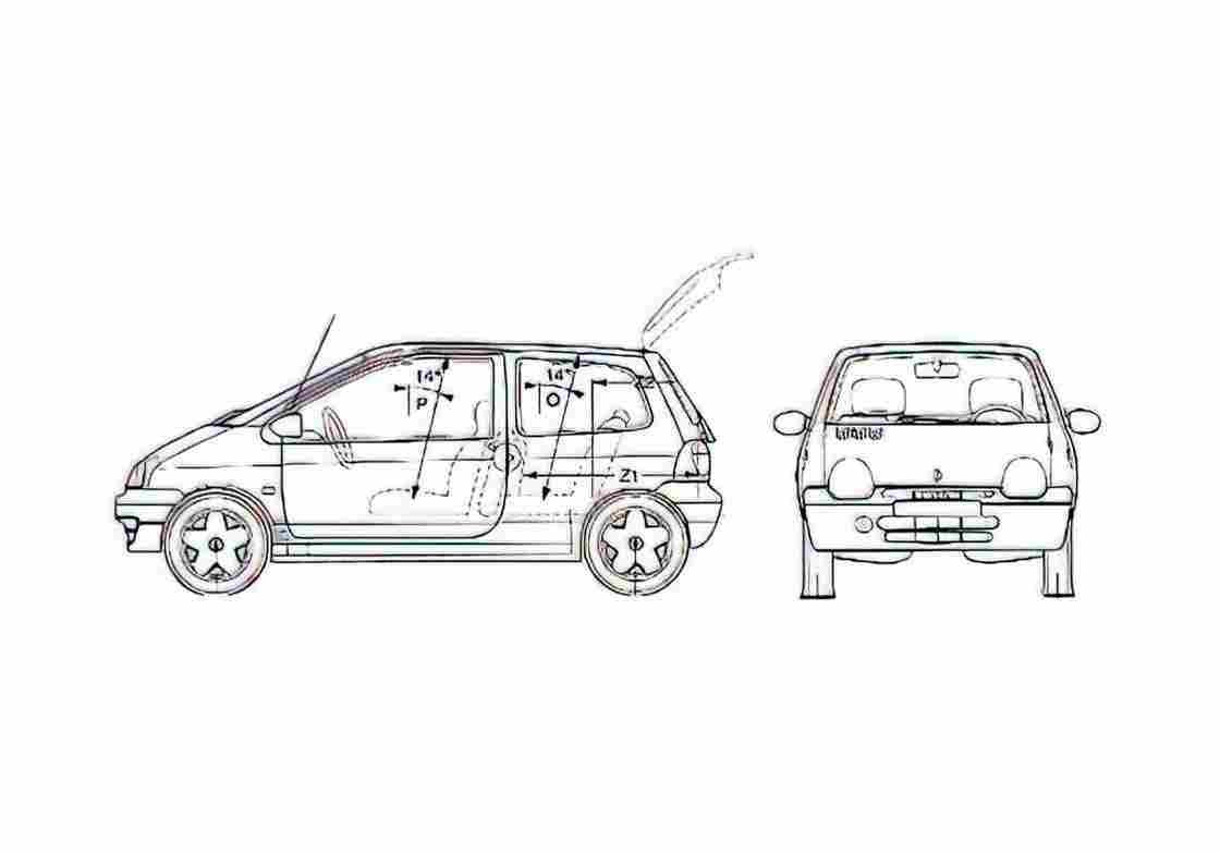 Blueprint Renault Twingo Hatchback 2004 A4 Photo Print