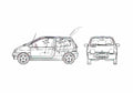 Blueprint Renault Twingo Hatchback 2005 A4 Photo Print