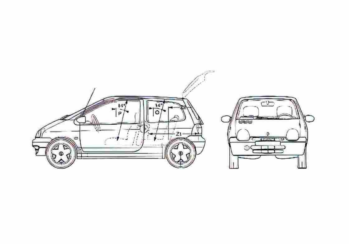 Blueprint Renault Twingo Hatchback 2005 A4 Photo Print