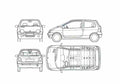Blueprint Renault Twingo Hatchback 2006 A4 Photo Print
