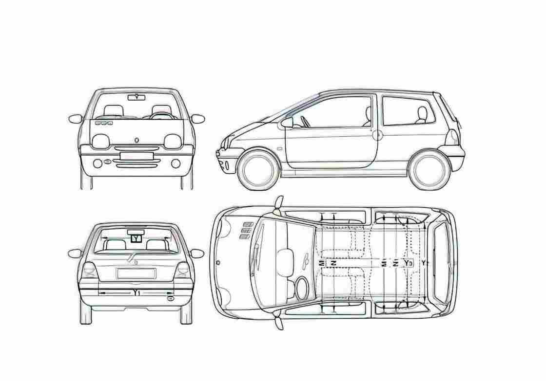 Blueprint Renault Twingo Hatchback 2006 A4 Photo Print