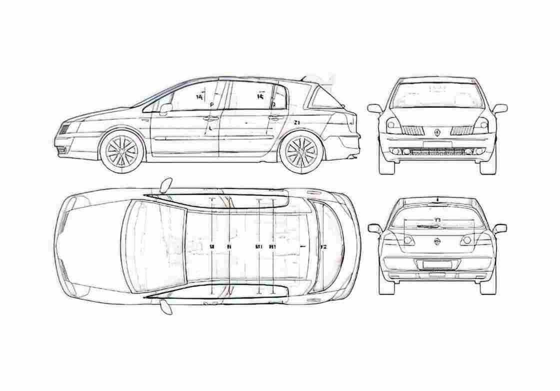 Blueprint Renault Vel Satis Hatchback 1999 A4 Photo Print