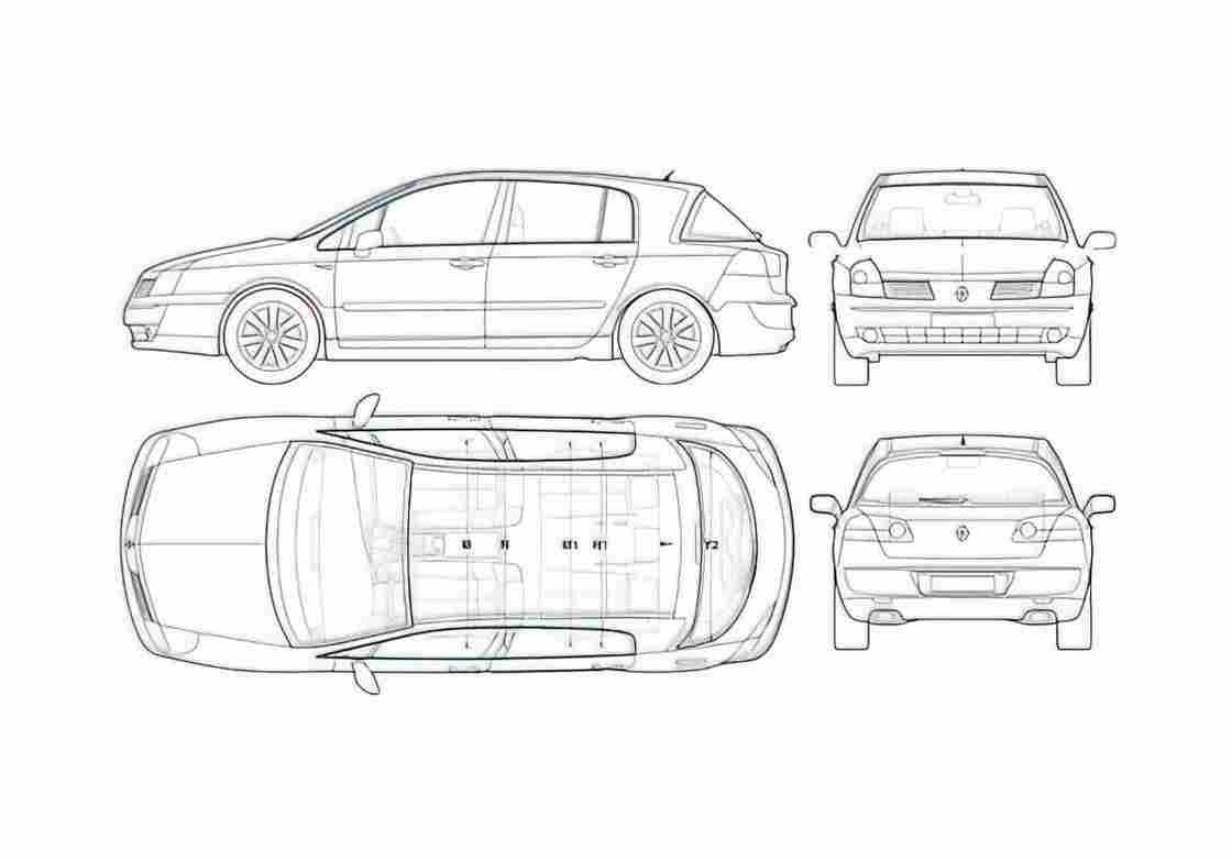 Blueprint Renault Vel Satis Hatchback 2006 A4 Photo Print