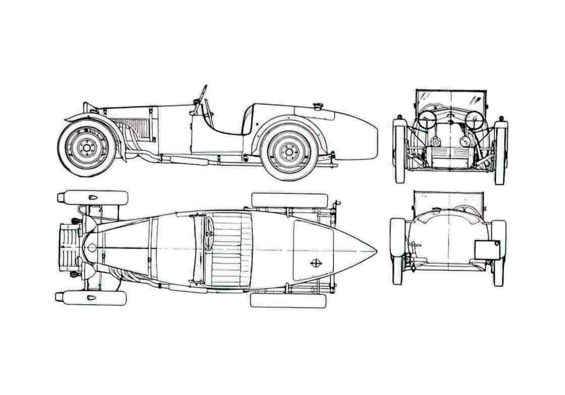Blueprint Riley Brooklands OW 1929 A4 Photo Print