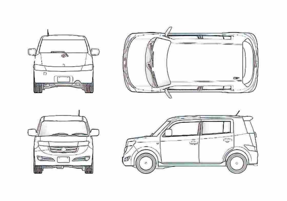 Blueprint Scion xB Wagon 2005 A4 Photo Print
