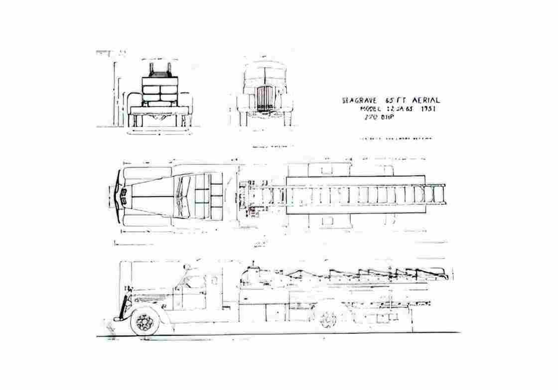Blueprint Seagrave Ladder Truck 1951 A4 Photo Print