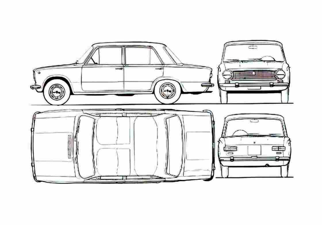 Blueprint Seat 124 Sedan 1973 A4 Photo Print