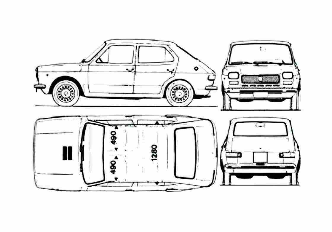 Blueprint Seat 127 Hatchback 1975 A4 Photo Print