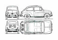 Blueprint Seat 600L Especial Hatchback 1973 A4 Photo Print
