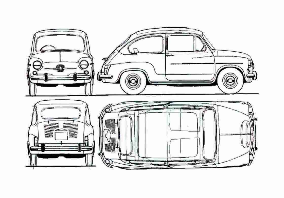 Blueprint Seat 600L Especial Hatchback 1973 A4 Photo Print