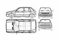 Blueprint Seat Ibiza 5 door Hatchback 1988 A4 Photo Print