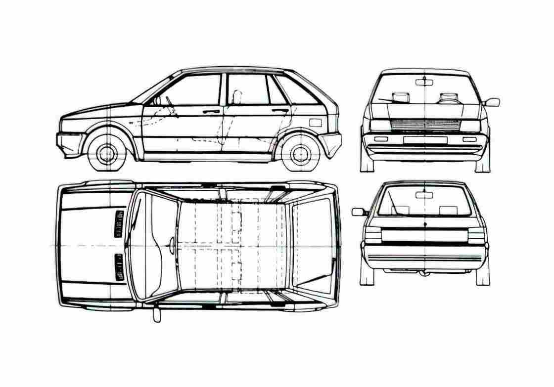 Blueprint Seat Ibiza 5 door Hatchback 1988 A4 Photo Print