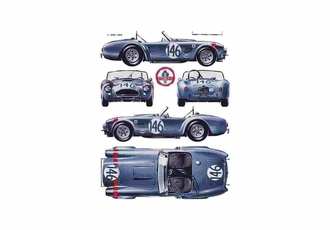 Blueprint Shelby Cobra 289 Cabriolet 1964 A4 Photo Print