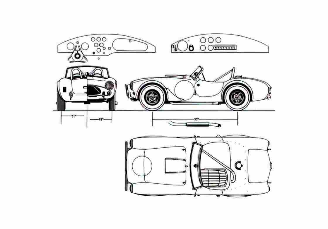 Blueprint Shelby Cobra 289 OW 1963 A4 Photo Print