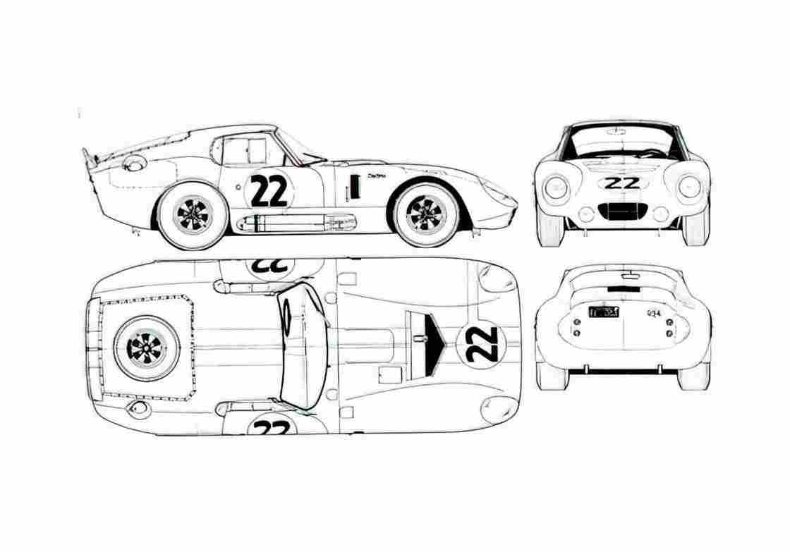 Blueprint Shelby Daytona Cobra Coupe 1966 A4 Photo Print