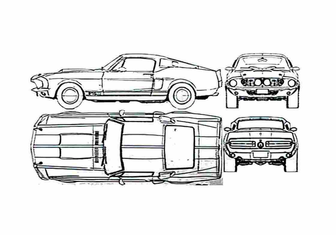 Blueprint Shelby Mustang GT350 Coupe 1967 A4 Photo Print