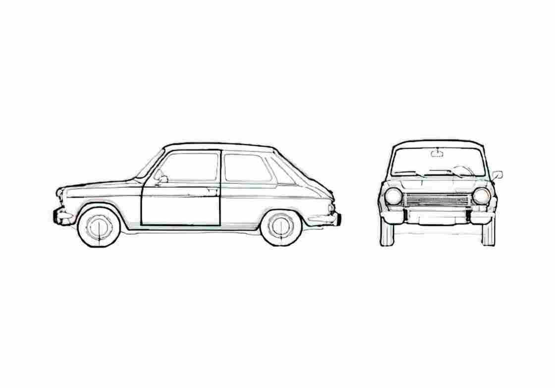 Blueprint Simca 1100 LX 3 door Hatchback 1976 A4 Photo Print