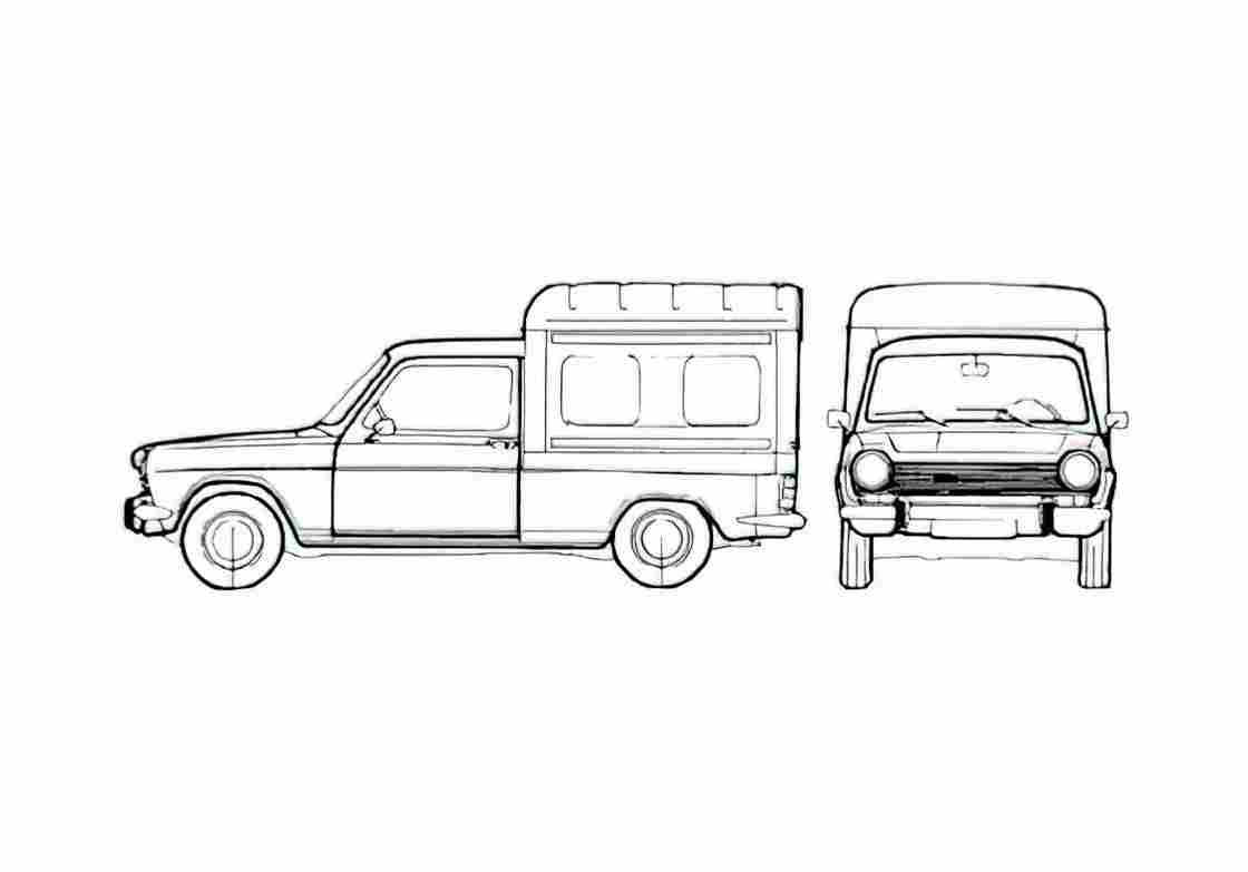 Blueprint Simca 1100 VF Fourgonnette Minivan 1976 A4 Photo Print