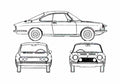 Blueprint Simca 1200 S Coupe 1967 A4 Photo Print