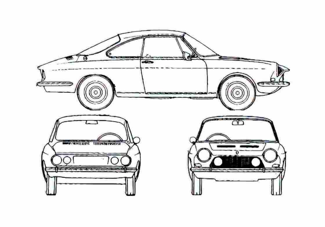 Blueprint Simca 1200 S Coupe 1967 A4 Photo Print