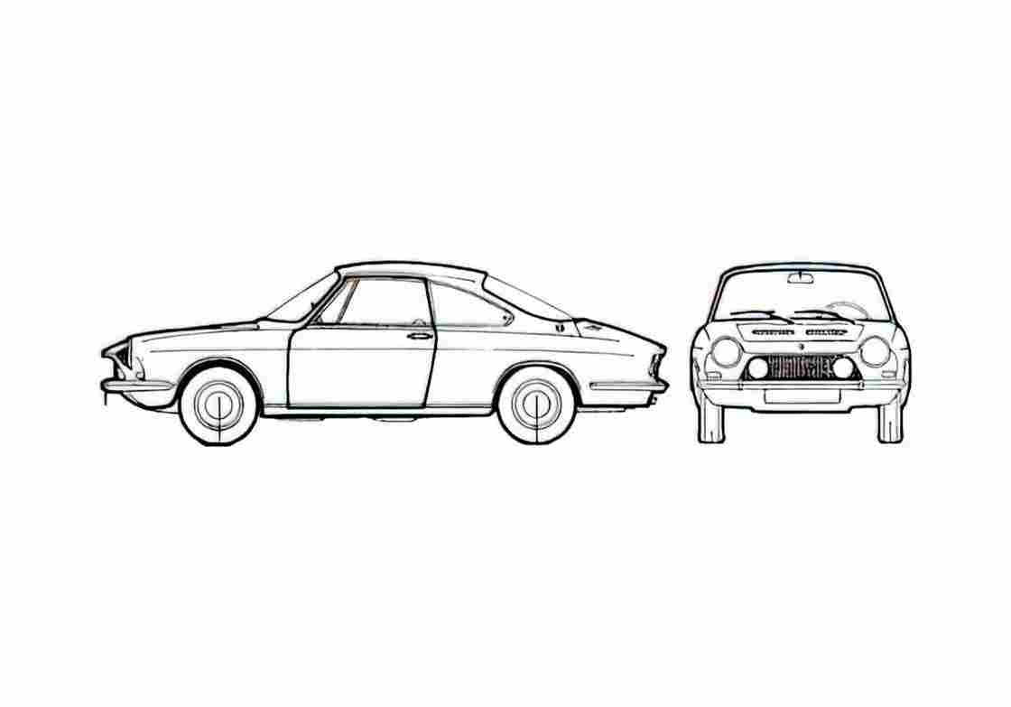 Blueprint Simca 1200 S Coupe 1968 A4 Photo Print