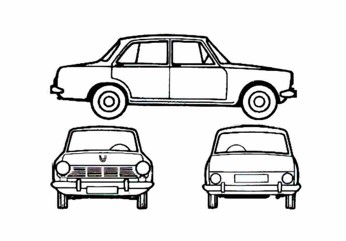 Blueprint Simca 1300 Sedan 1964 A4 Photo Print