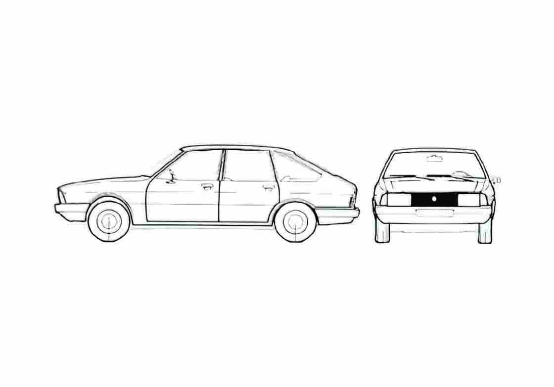 Blueprint Simca 1307 S Hatchback 1976 A4 Photo Print
