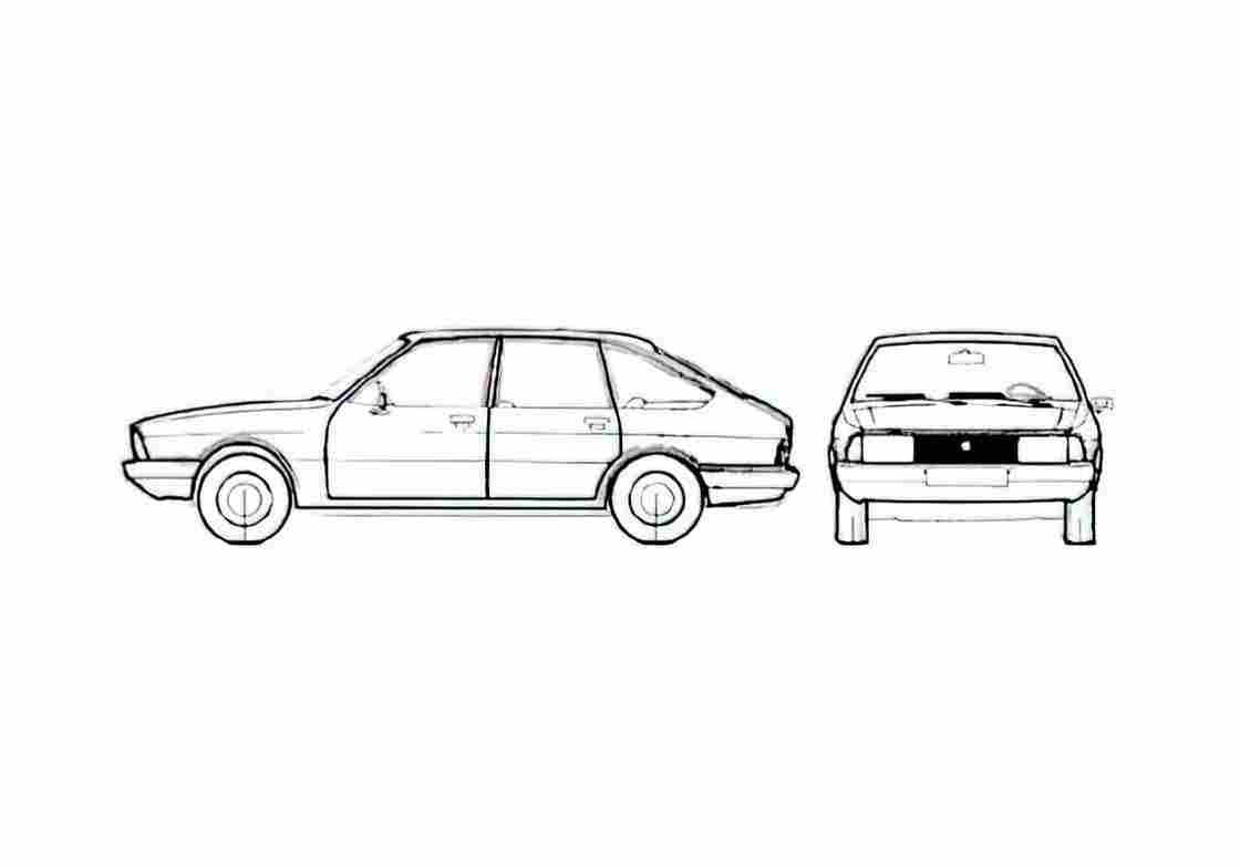 Blueprint Simca 1308 GT Hatchback 1976 A4 Photo Print