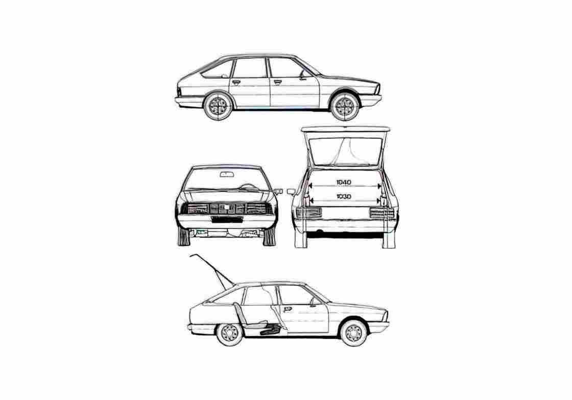 Blueprint Simca 1308 Hatchback 1976 A4 Photo Print