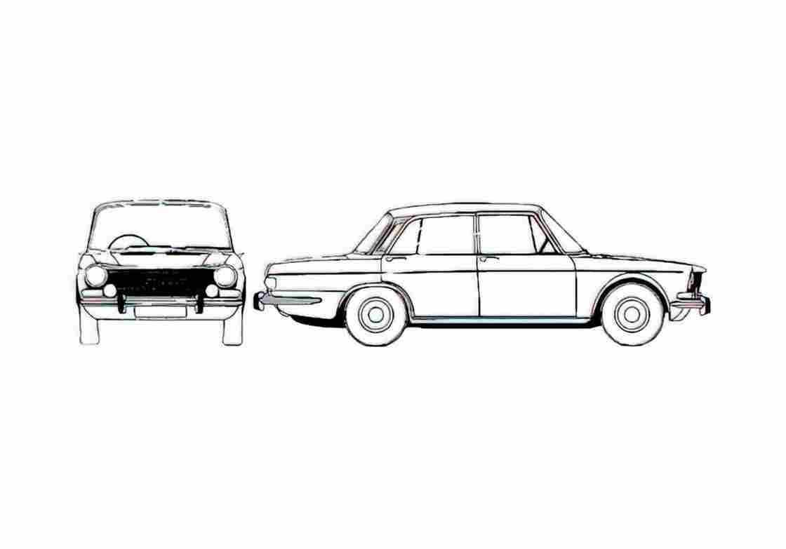 Blueprint Simca 1500 Special Sedan 1968 A4 Photo Print