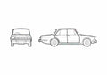 Blueprint Simca 1501 Sedan 1970 A4 Photo Print