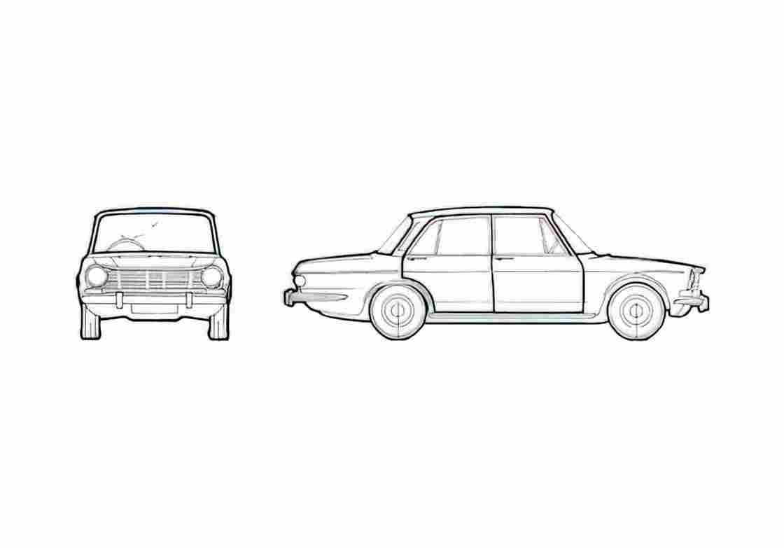 Blueprint Simca 1501 Sedan 1970 A4 Photo Print
